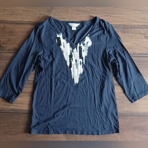 Christopher & banks sequin Womens blouse Sz M Boho Profesional Casual Church